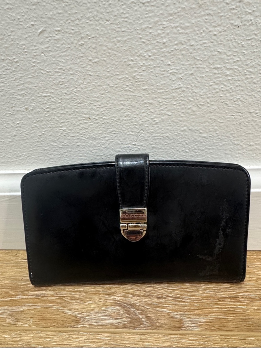 Vintage Black Bosca Leather Clasp Wallet